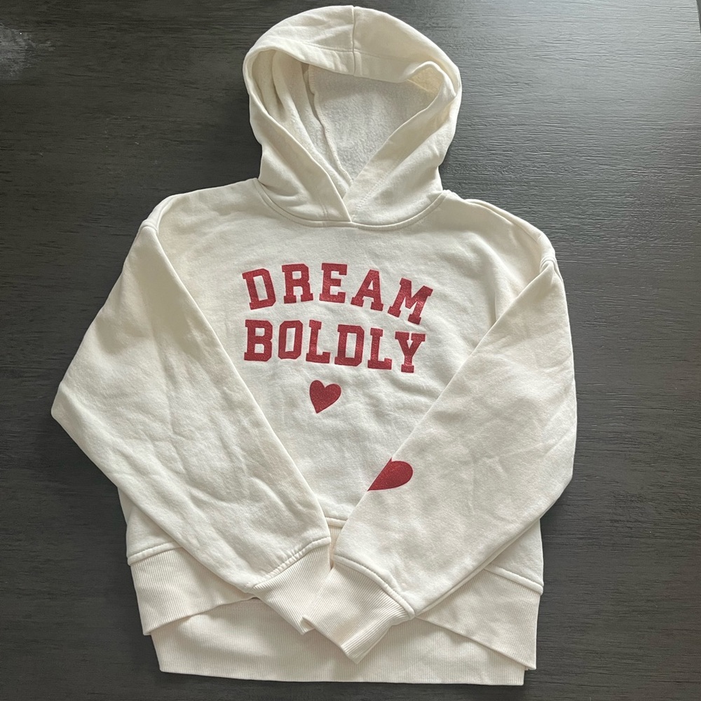 Old Navy Cream Hoodie with Red Print